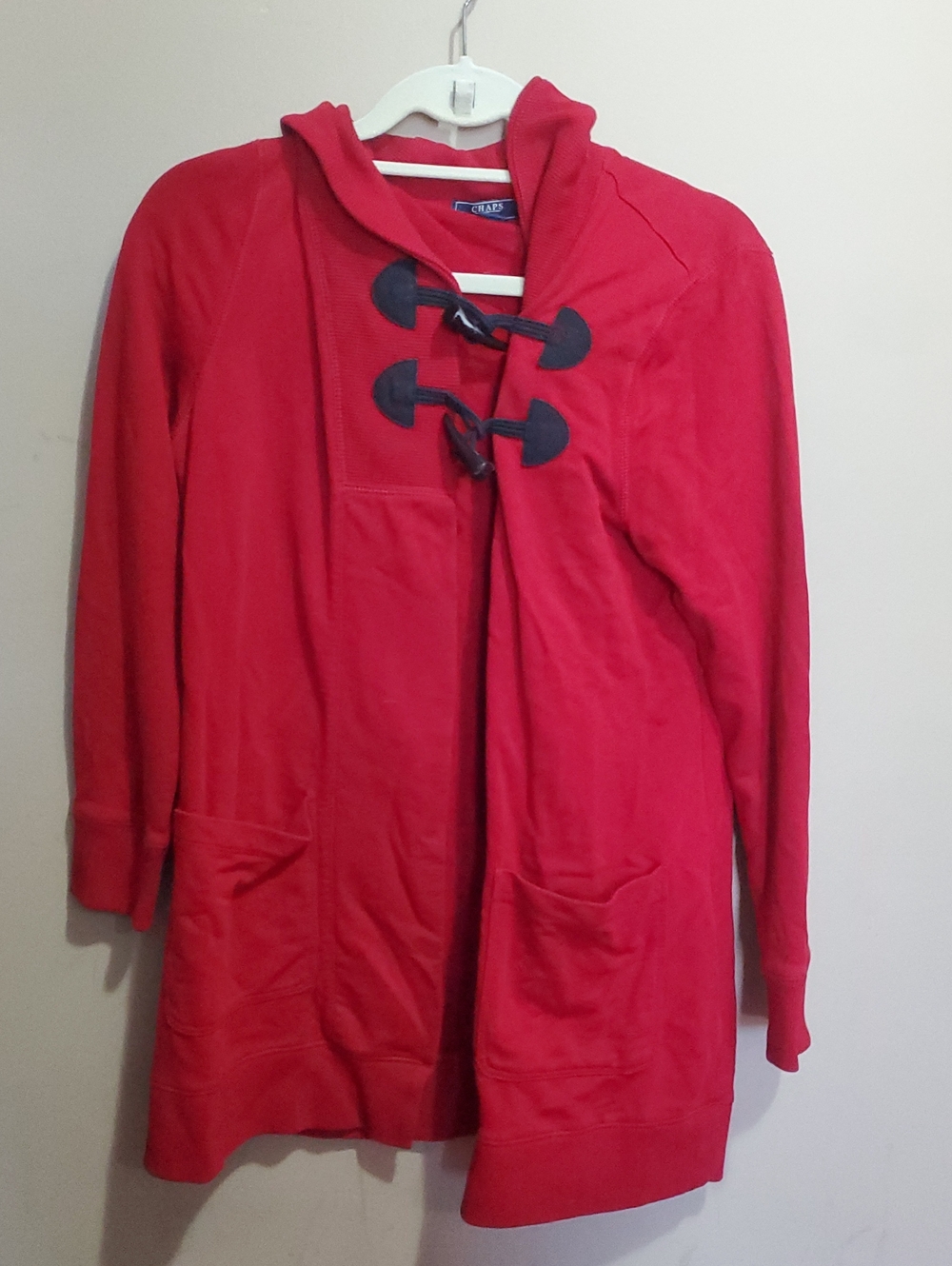 Chaps Red Cardigan/duster with Toggle Closures In Holiday Red